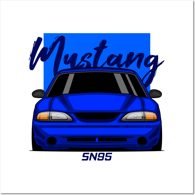 Front Blue MK4 Stang Muscle Wall Art by GoldenTuners